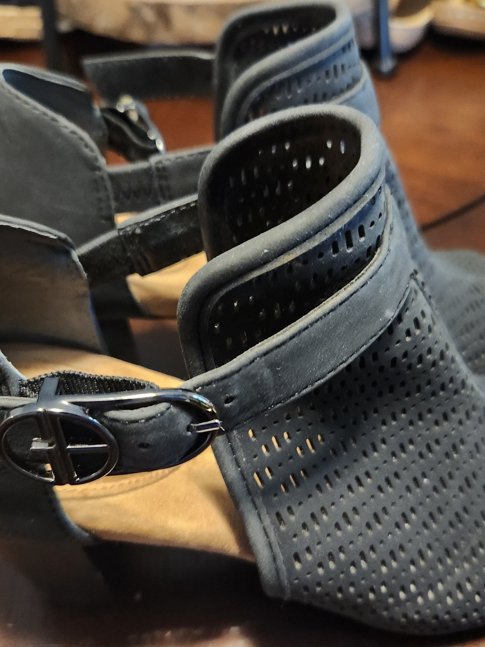 Giani Bernini Black Perforated Ankle Booties